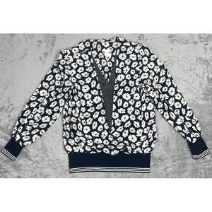 Vintage Evanna Long Sleeve 100 % Polyester Floral Blouse Size 10 Made In‎ USA